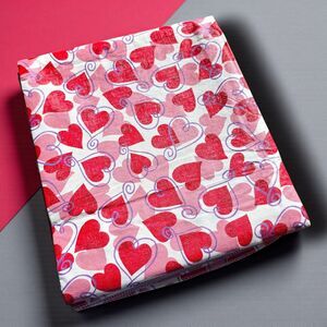 Vintage Valentine’s Day Tablecloth Hearts Vinyl Flannel Backed 70x52 Red Purple